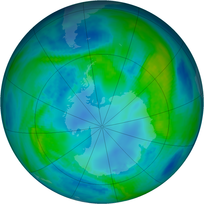 Antarctic ozone map for 29 April 1988